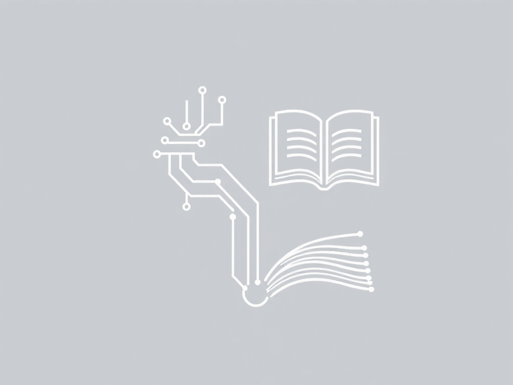 Stylized letter 'S' formed by circuit traces and book pages, minimalist vector icon, white on transparent background, 512x512 pixels.